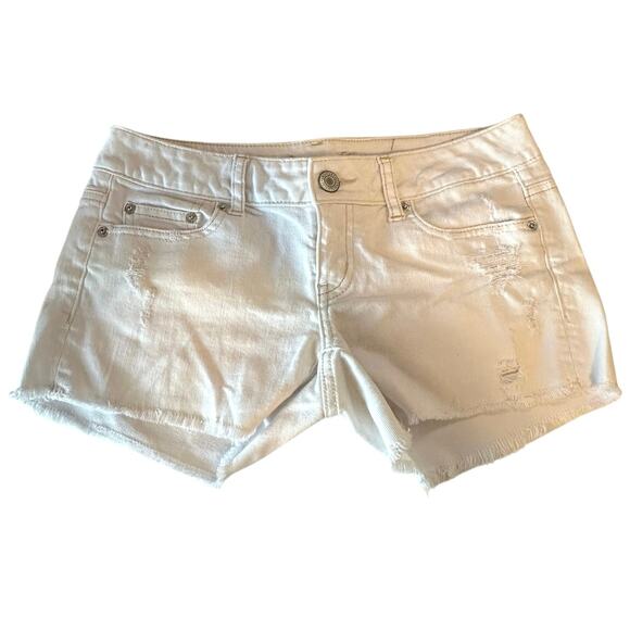 American Eagle Y2K Style Micro Mini Short Shorts Size 4 White Distressed Preppy - Picture 1 of 8